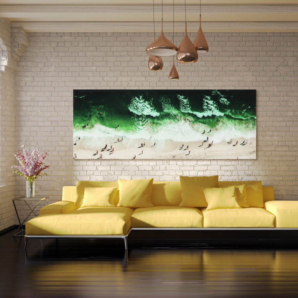 "High Tide" Beach Wall Art Frameless Free Floating Tempered Glass Print 24"x 63"