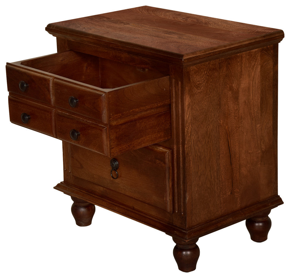 Gabrielle II Transitional Nightstand, Cherry Finish