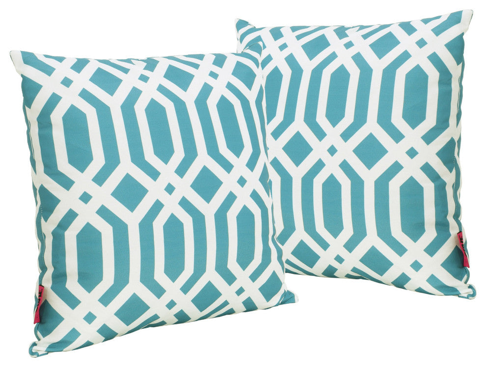 GDF Studio Raylan Indoor Dark Teal Arabesque Patterned Square Throw Pillow, Set