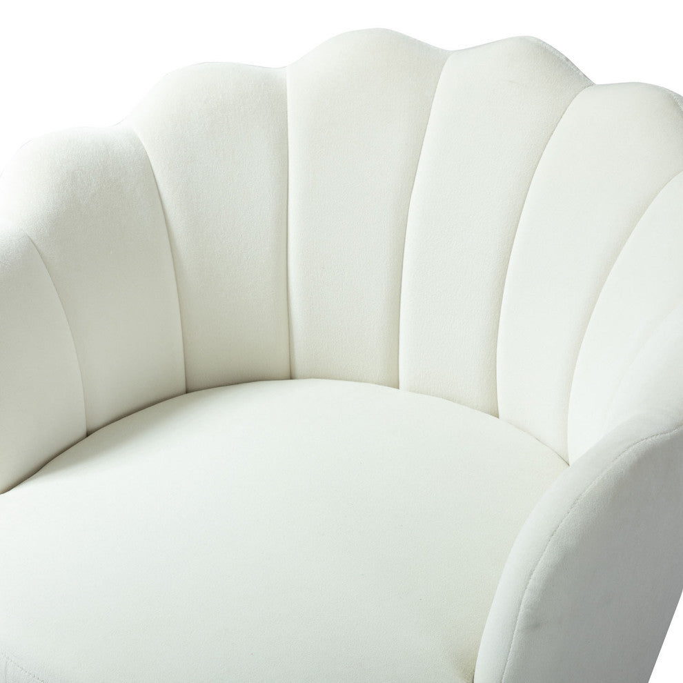 Upholstered Accent Barrel Chair With Tufted Back, Ivory