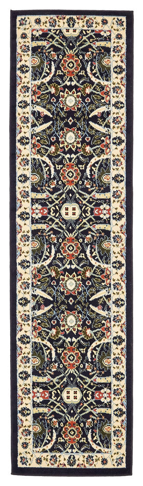 Unique Loom Navy Blue Espahan Cape Cod 2' 2 x 8' 2 Runner Rug