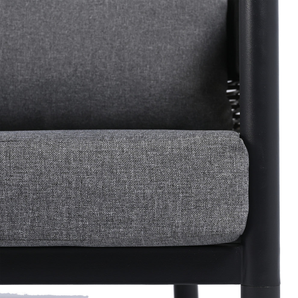 Safavieh Harrison Indoor-Outdoor 3 Seater Sofa, Black/Grey