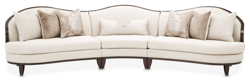 Camellia Field 3-Piece Chenille Sofa, Linen/Warm Pecan