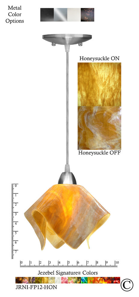 Small Jezebel Signature Flame Pendant, Honeysuckle, Nickel Base