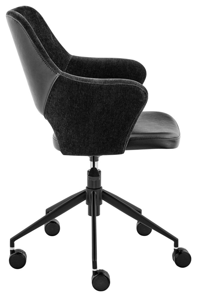 Darcie Office Chair, Black Fabric, Leatherette and Base