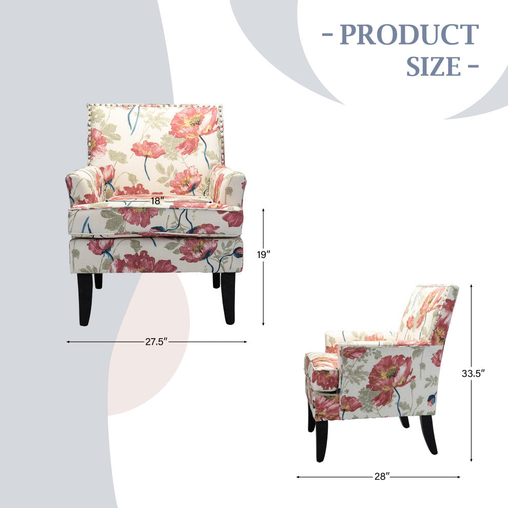 Herrera Classic Armchair With Pattern, Pink Floral