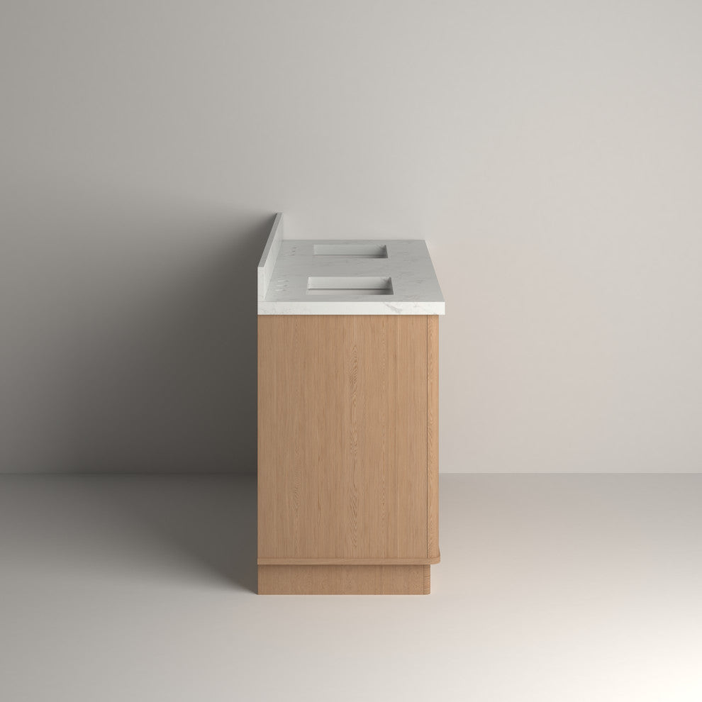 Kathryn Bathroom Vanity, Light Oak, 60", Double Sink, Freestanding