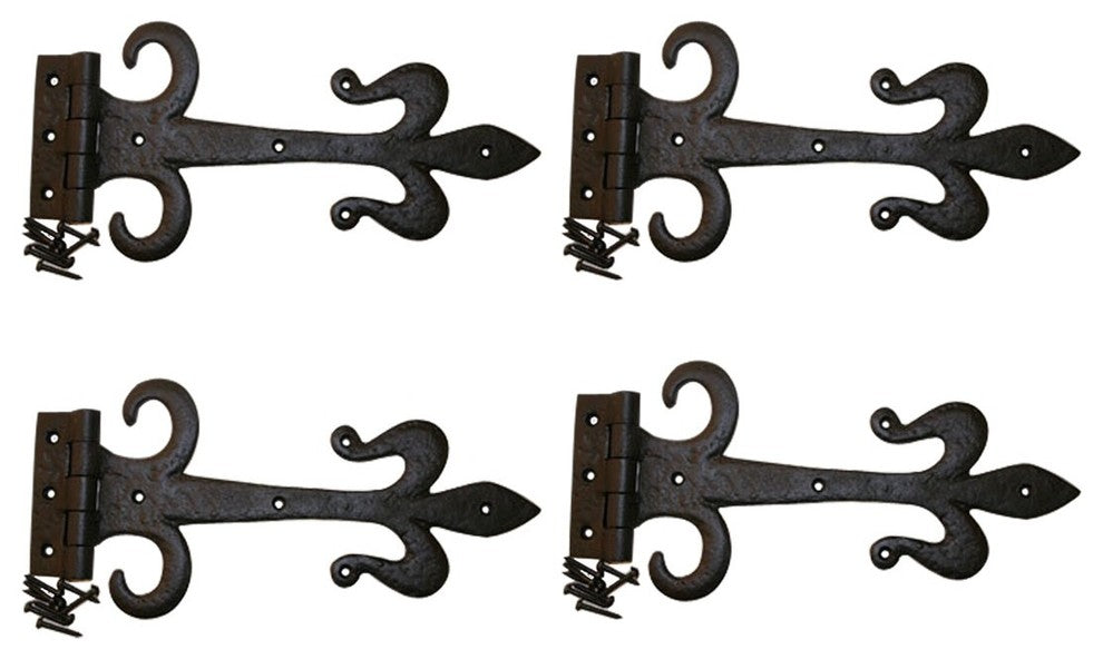 Black Wrought Iron Door Strap Hinge 18" L Flush Mount Set of 4 Renovators Supply