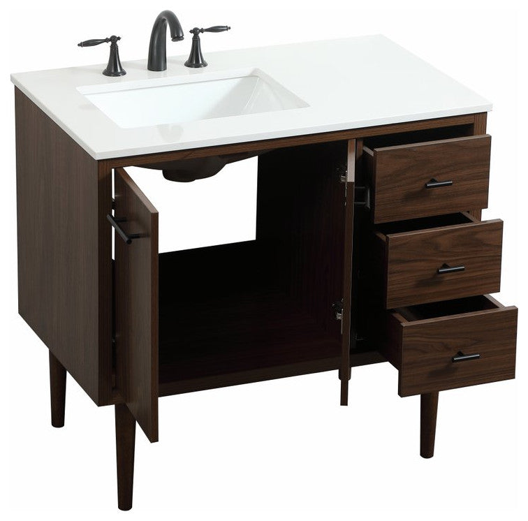 Home Living 22" Midcentury Modern Walnut-Light Bathroom Vanity
