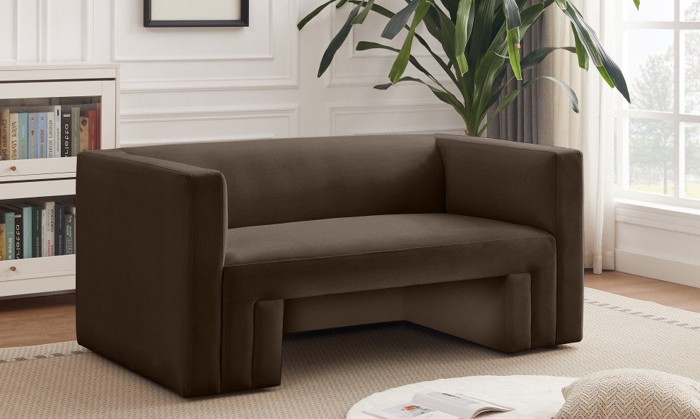 Henson Velvet Upholstered Loveseat, Brown