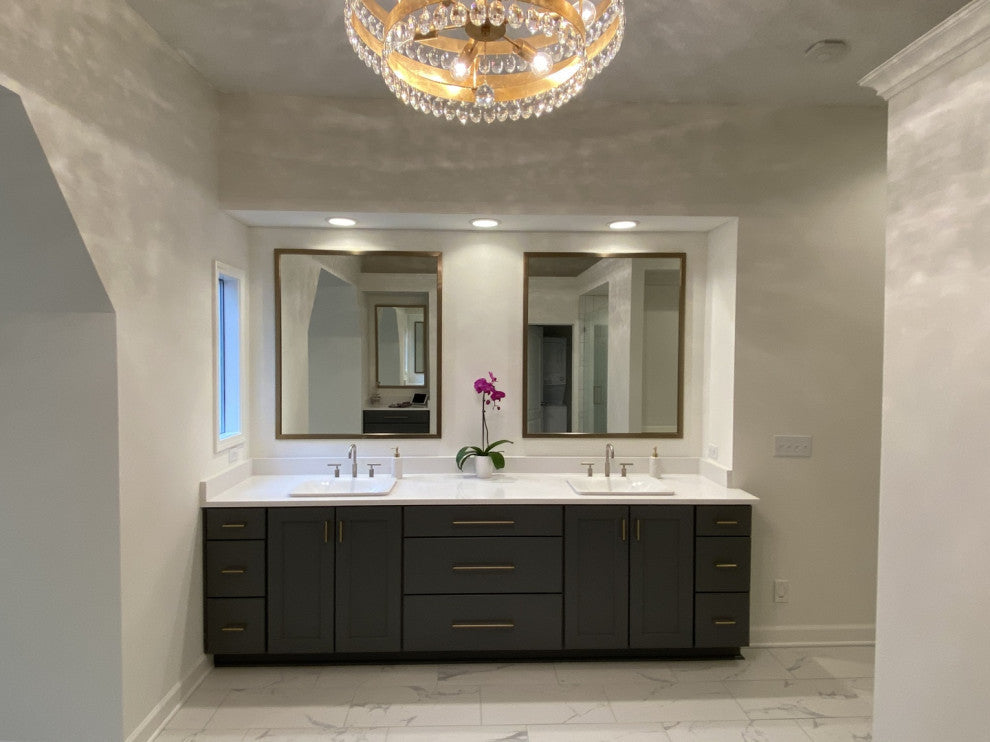 Ellis Framed Wall Mirror, Champagne Gold, 36"x48"