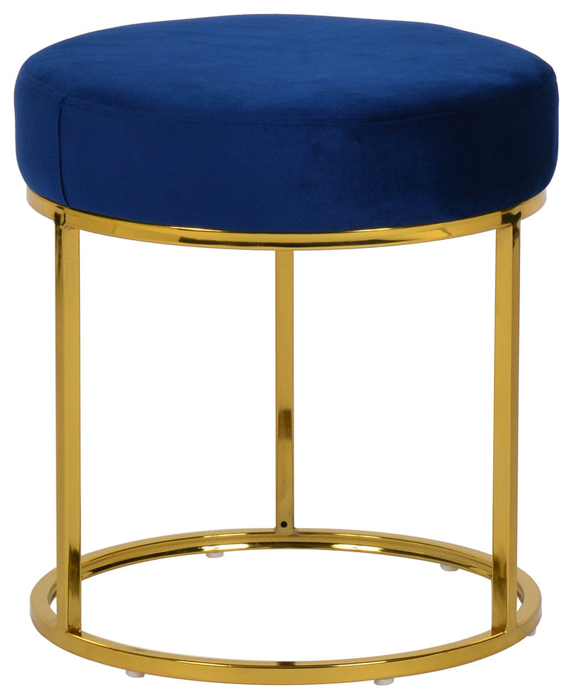 Modrest Elmont Modern Ottoman, Blue Velvet