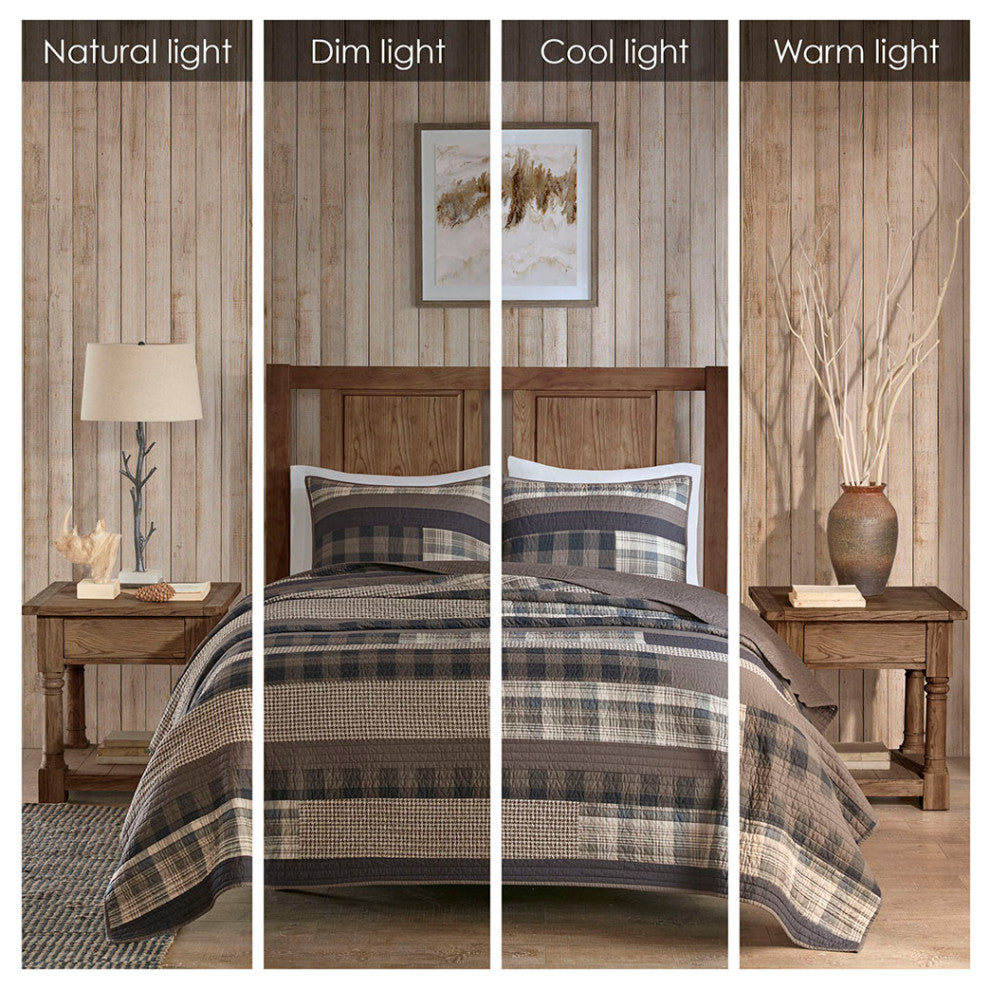 Woolrich Winter Plains 100% Cotton Oversized Quilt Mini Set, Taupe