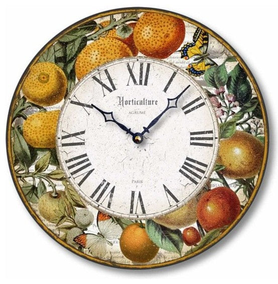 Vintage-Style 12  Inch Citrus Fruits Wall Clock