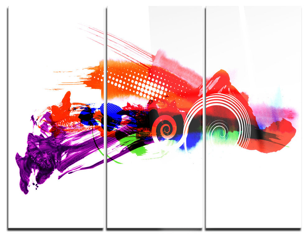 "Abstract Splashes of Colors" Painting Metal Wall Art, 3 Panels, 36"x28"