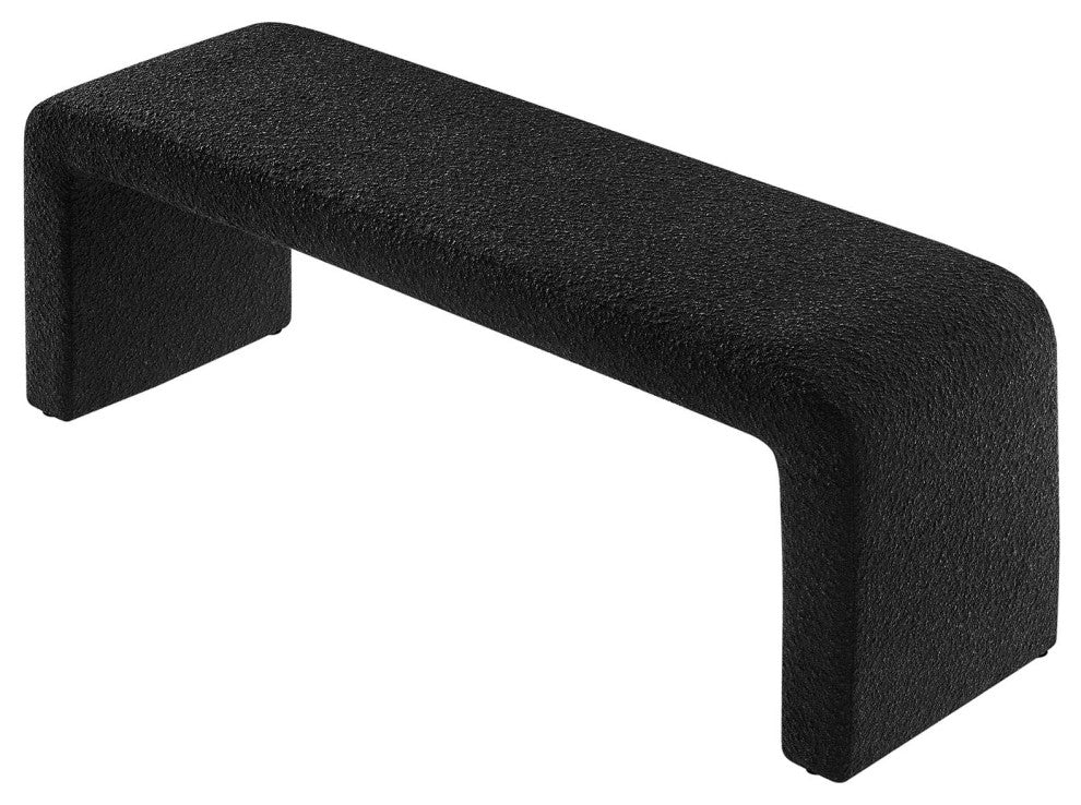 Simba Boucle Fabric Waterfall Long Bench - Black