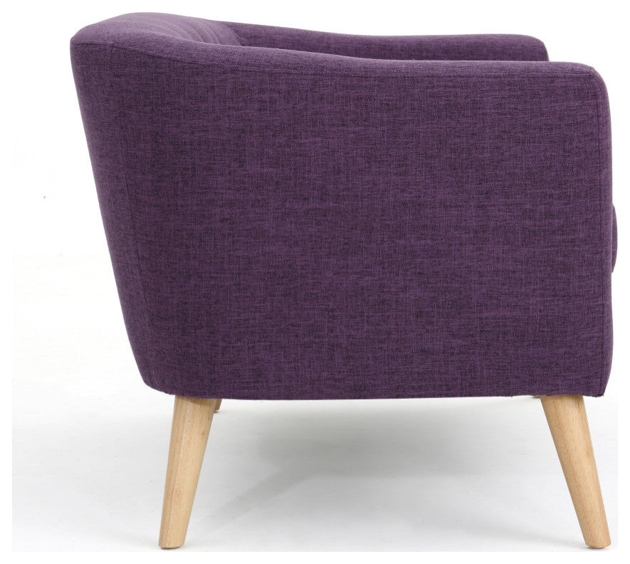 GDF Studio Carol Button Back Mid Century Fabric Modern Loveseat, Muted Purple