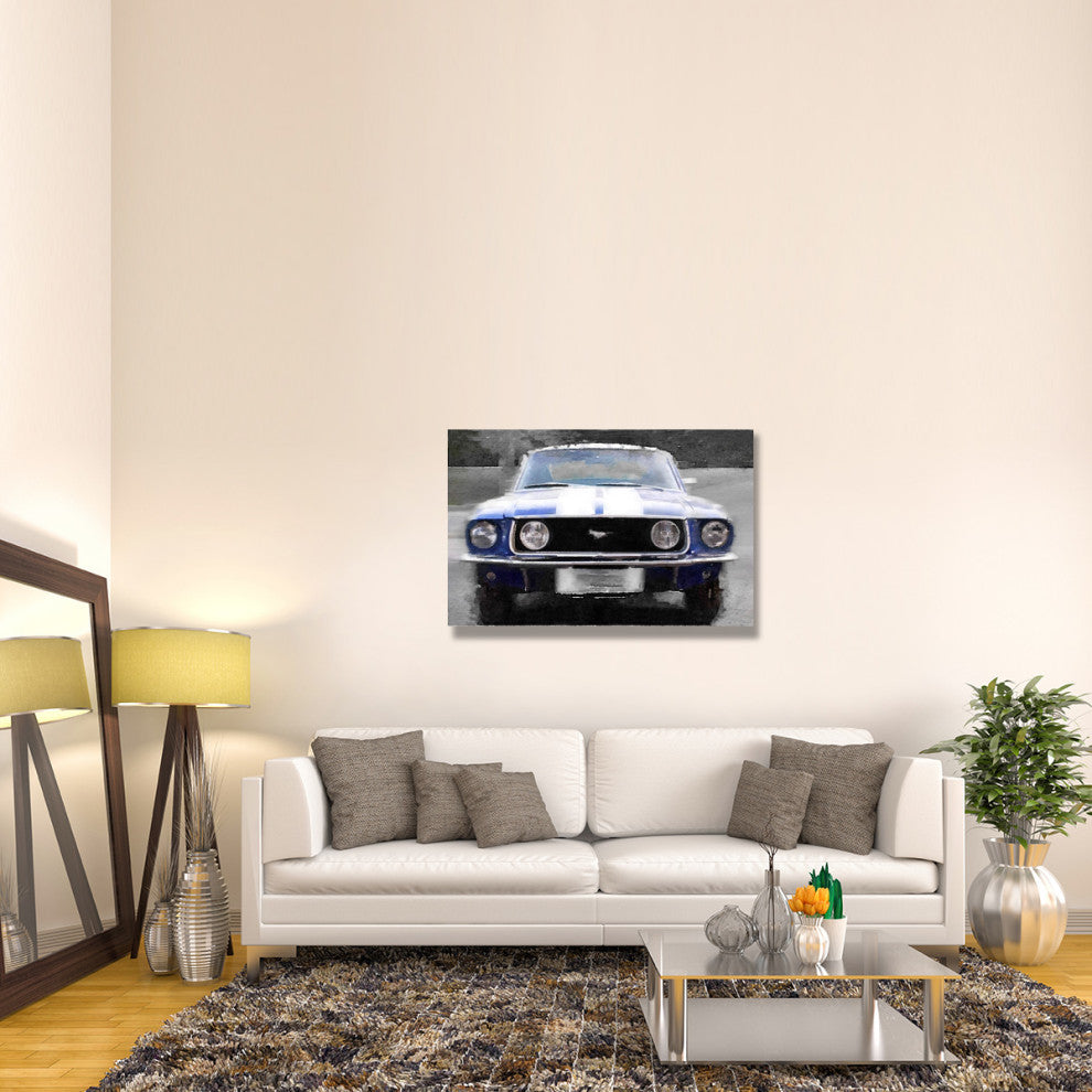 "1968 Ford mustang Front End Watercolor" Fine Art Print