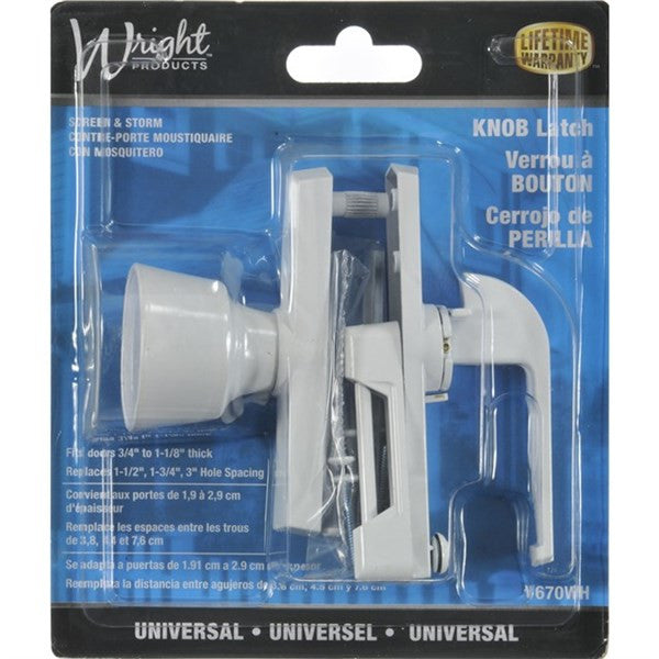 Wright Products™ V670WH Universal Tulip Knob Latch, White Finish