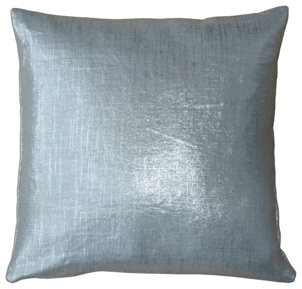 Pillow Decor - Tuscany Linen Metallic Throw Pillow, Silver, 16" X 16"