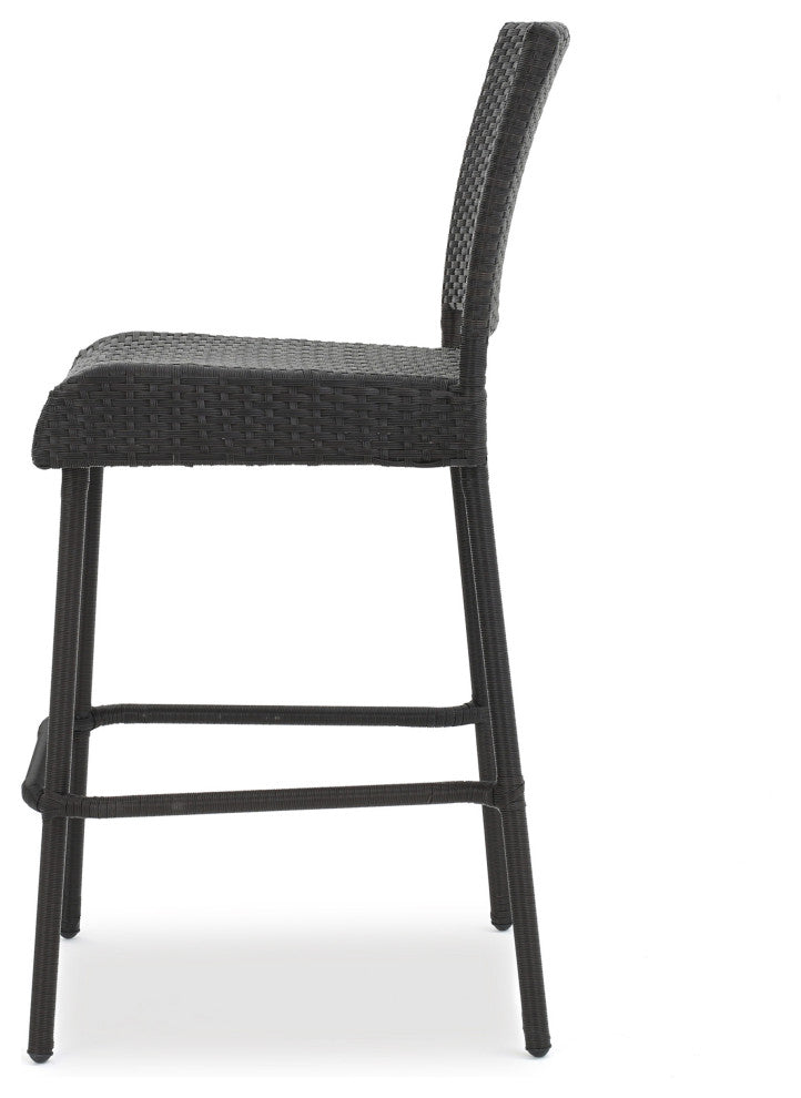 GDF Studio Trestle Outdoors Dark Brown Wicker Bar Stools, Set of 2