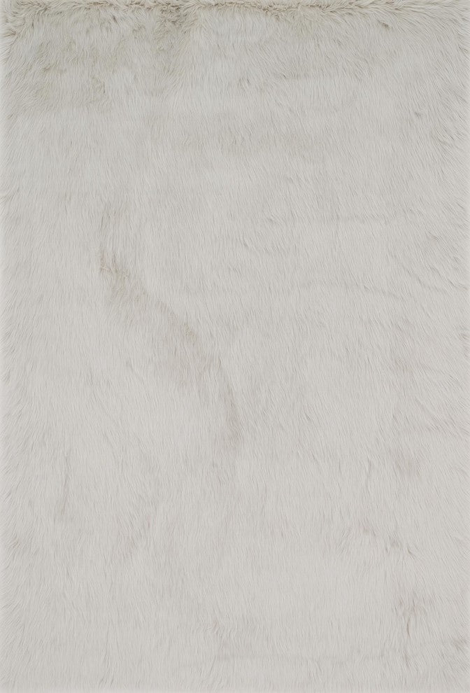 Ultra Soft Solid Faux Fur Danso Area Rug by Loloi, Stone, 3'x5'