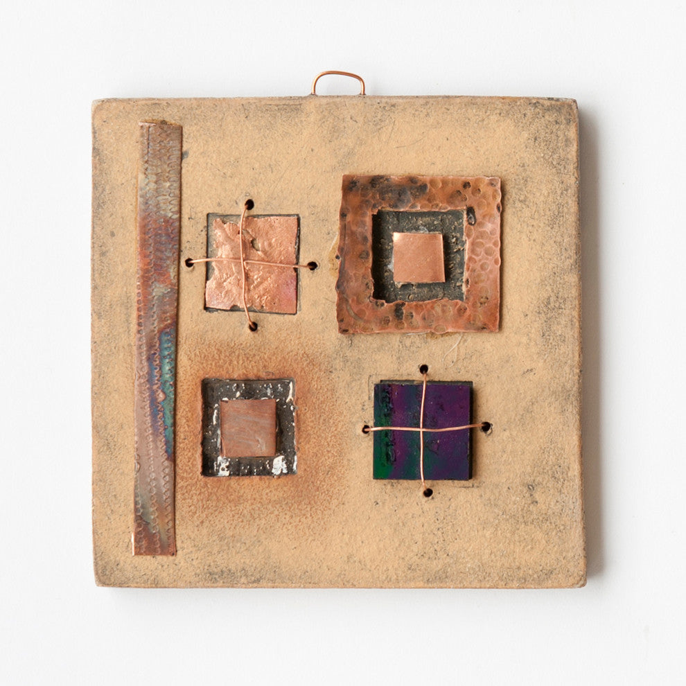 Bernard Handmade Clay And Copper Decorative Tile, 4"