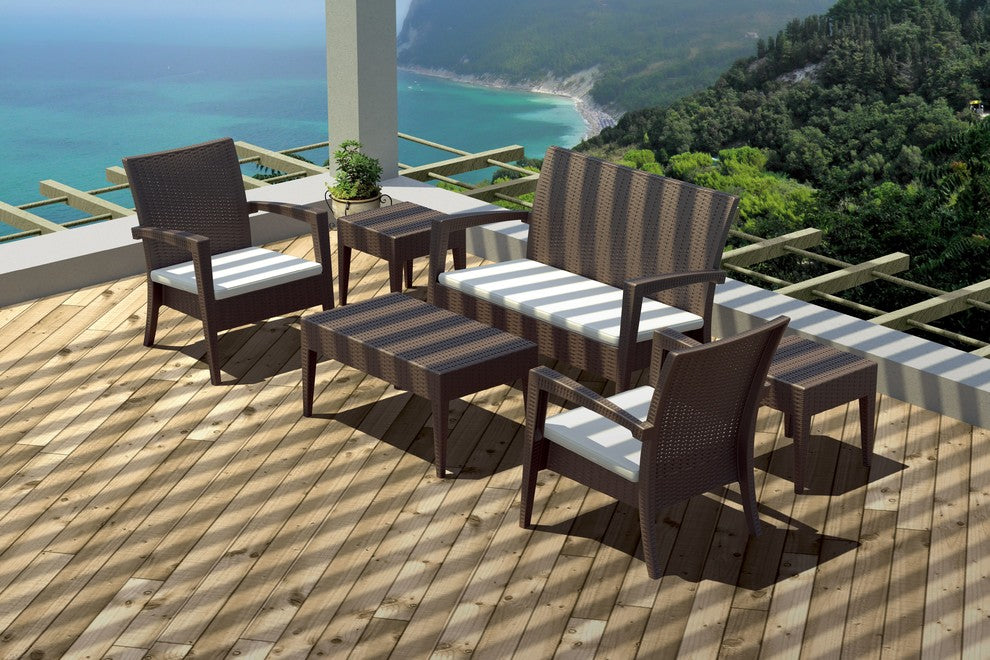 Compamia Miami 6-Piece Outdoor Conversation Set With Acrylic Fabric Cushions, Brown