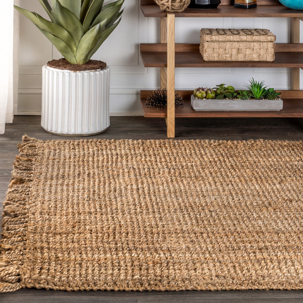 Para Hand Woven Area Rug, Natural, 8 X 10