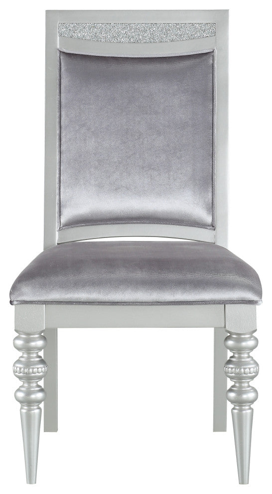 ACME Maverick Side Chair, Set-2, Fabric and Platinum
