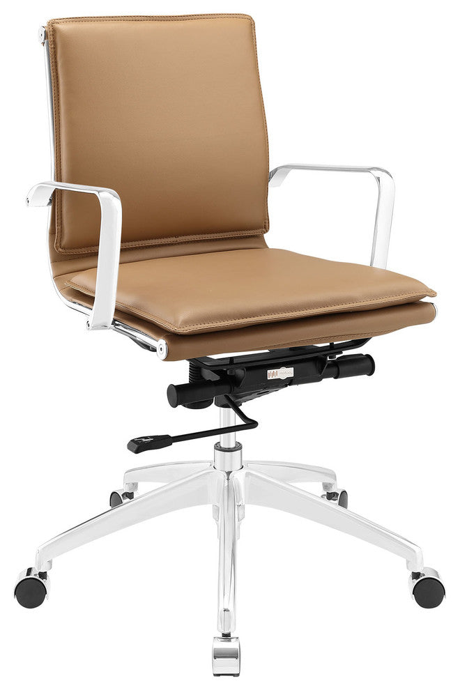 Modern Contemporary Office Chair, Brown Faux Leather