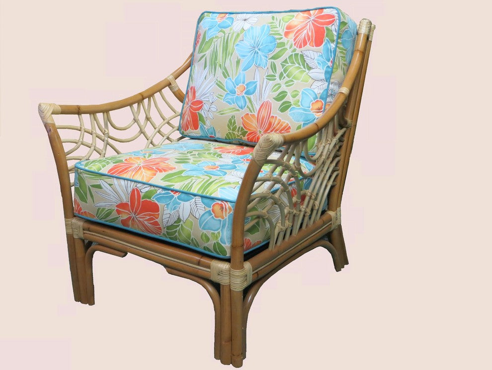 Bali Arm Chair in Natural, Cream Fabric