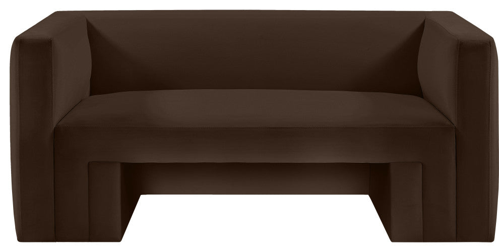 Henson Velvet Upholstered Loveseat, Brown