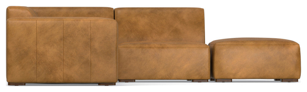 Rex Right Corner Sectional Modular Sofa with Ottoman in Genuine Leather