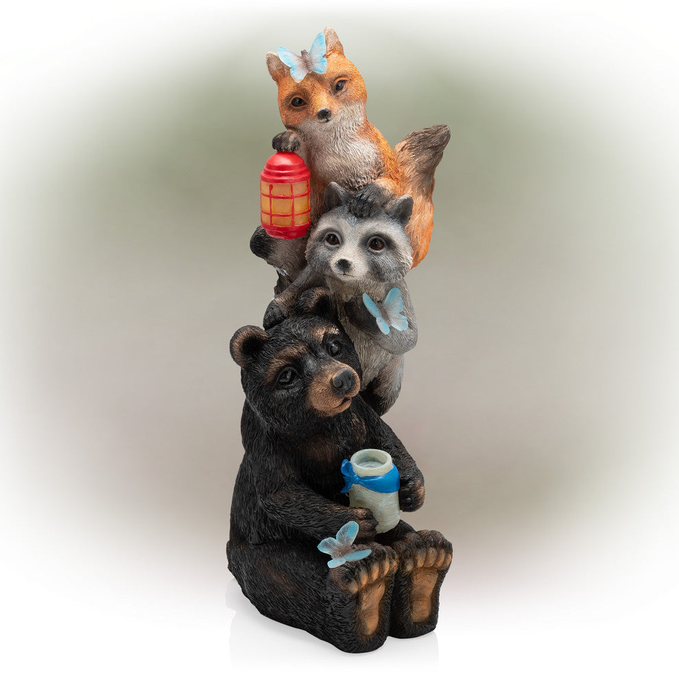 Solar Nature Pals Statue with Butterflies and LED Lights