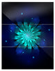 "Fractal Flower Blue & Turquoise" Metal Wall Art, 3 Panels, 28"x36"
