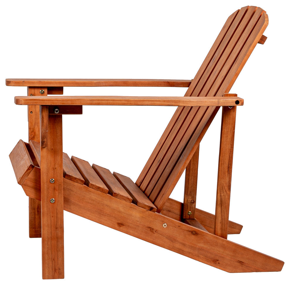 Westport Outdoor Patio Traditional Acacia Wood Adirondack Chair, Light Brown