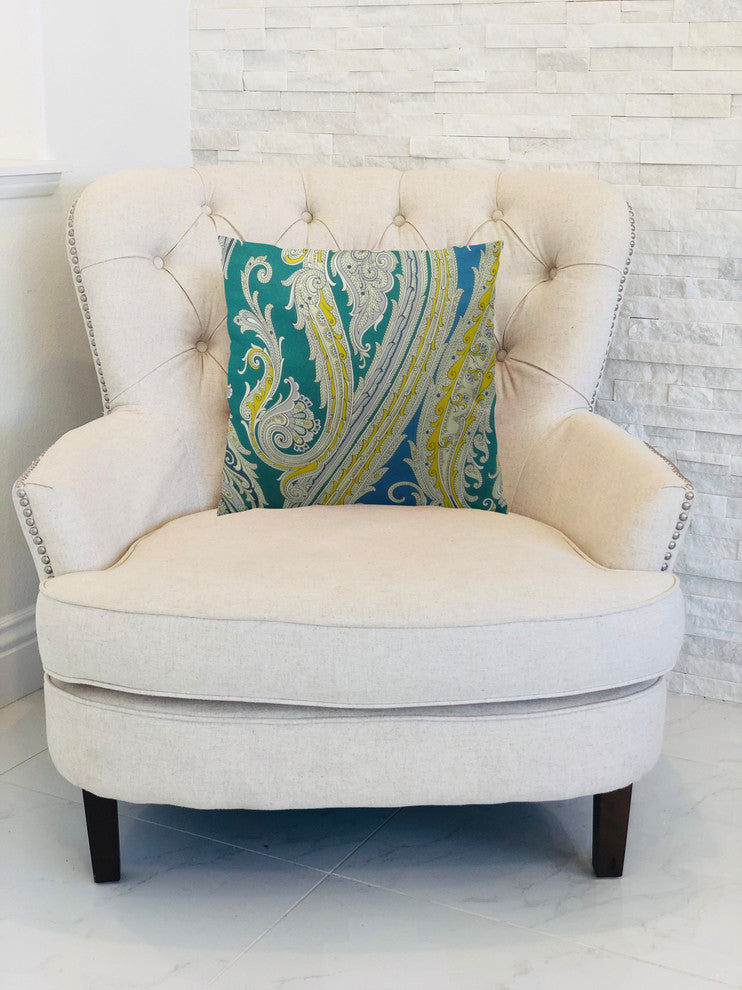 Plutus Fun Paisley Handmade Throw Pillow, (Double sided  24" x 24")