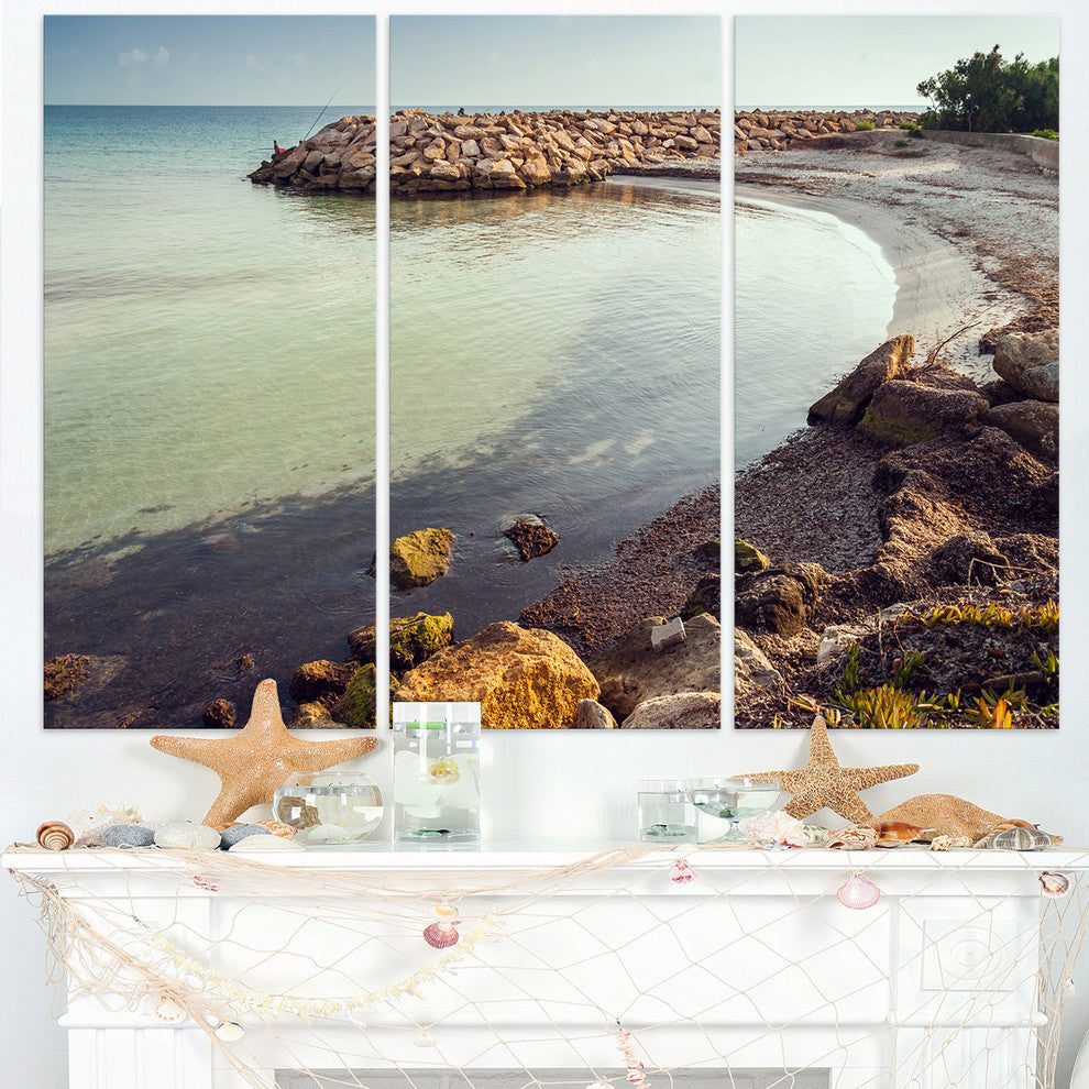 "Little Lagoon With Fishermen Africa" Metal Wall Art, 3 Panels, 36"x28"