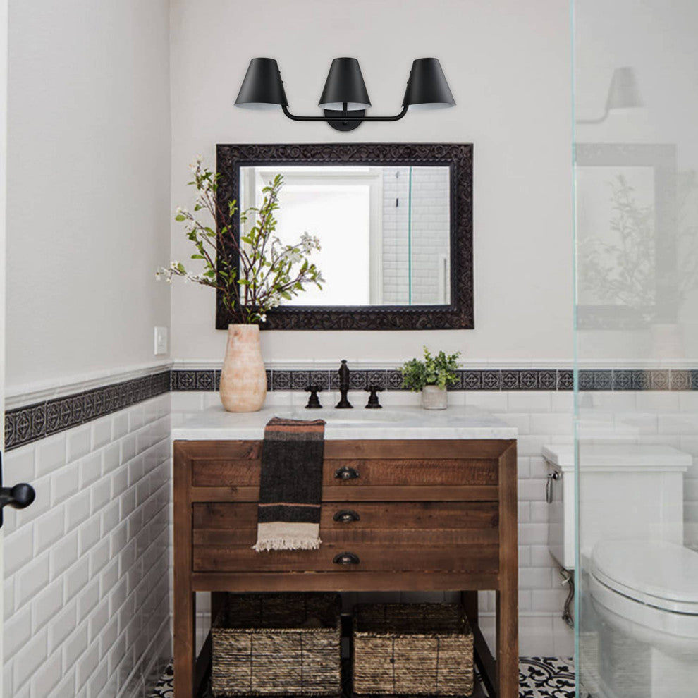 Industrial 3-Light Bathroom Vanity Light Black
