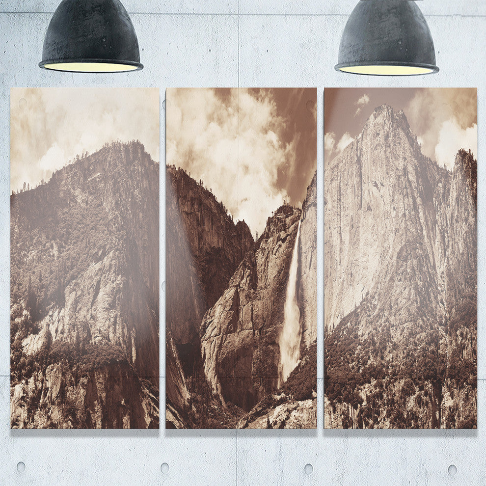 "Yosemite Waterfall Panorama" Metal Wall Art, 3 Panels, 36"x28"