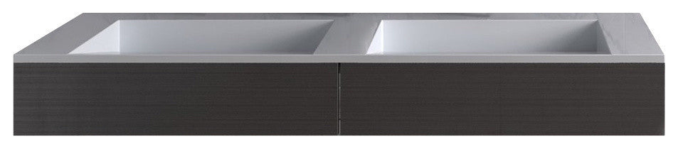 ADM Rectangular Wall Mounted Sink, White With Black Brush Panels, 47", Matte Whi