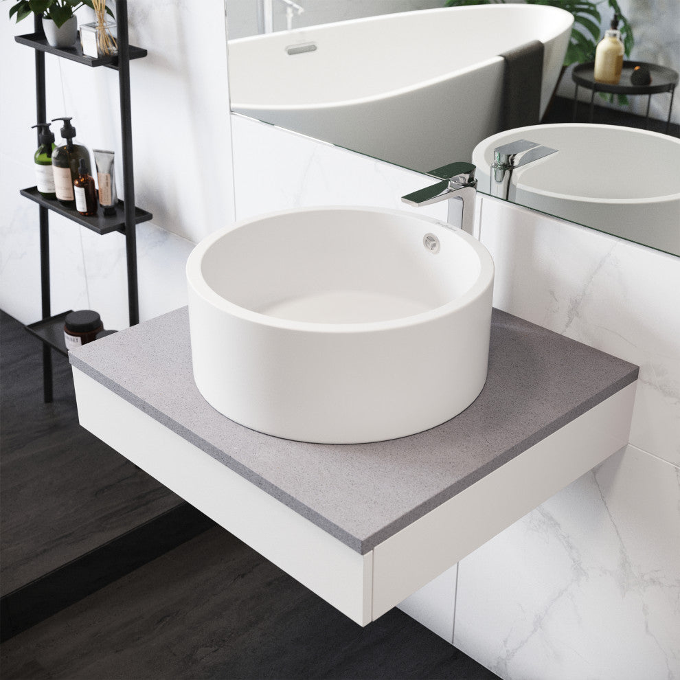 Monaco Round Vessel Sink, Glossy White