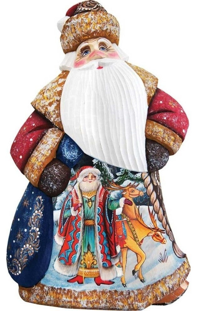 Artistic Wood Carved Courier Dancing Santa Claus Sculpture