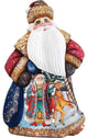 Artistic Wood Carved Courier Dancing Santa Claus Sculpture