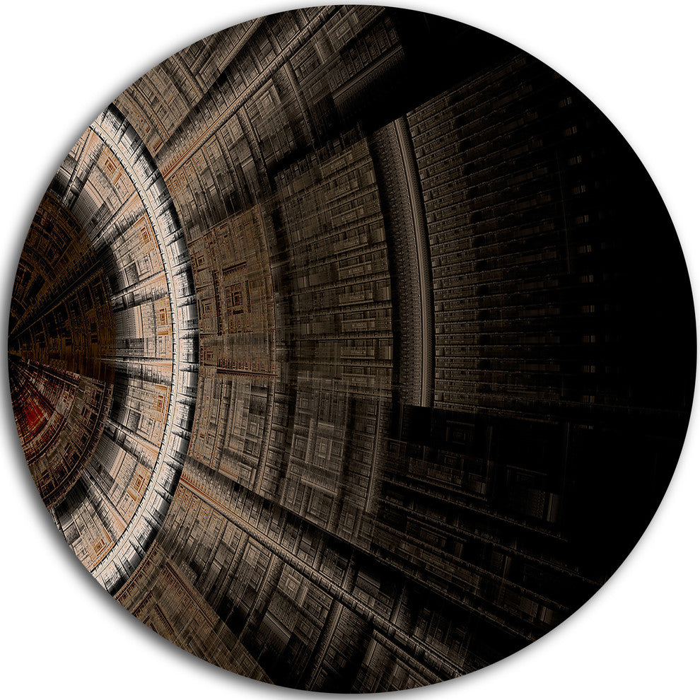 Symmetrical Solar Blue Fractal Art, Digital Art Round Wall Art, 23"