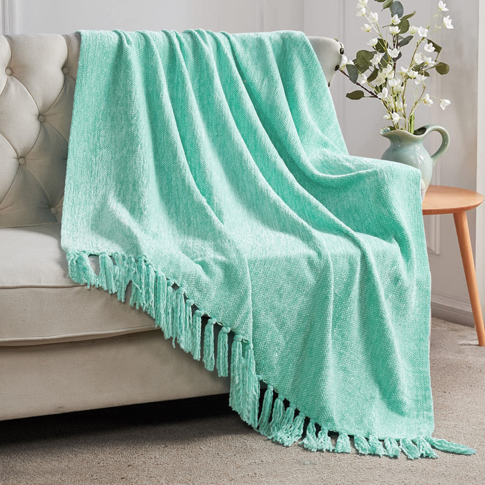 Crystal Chenille Knitted Throw Blanket, Island Paradise