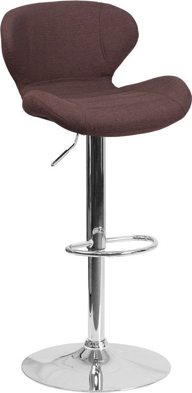 Estella Aila Mid-Back Brown Fabric Swivel Adjustable Barstool