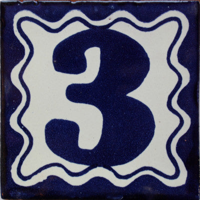 Blue Talavera Tile, Set of 3, Number Three