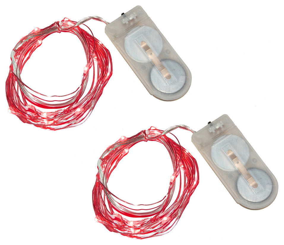Battery Operated Waterproof Mini String 40-Light, Set of 2, Red